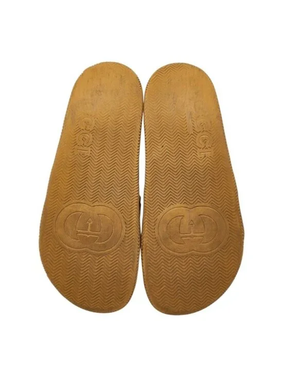 Gucci Interlocking Slide Sandals Shower Beige Green Red Rubber - Picture 5 of 6